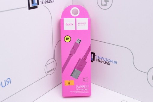 Кабель Hoco X5 BAMBOO Flash USB - microUSB 1m Pink