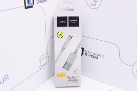 Кабель Hoco X5 BAMBOO Flash USB - microUSB 1m White