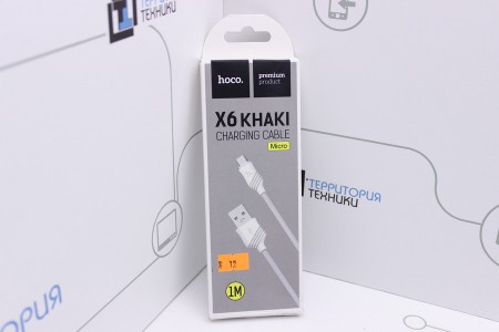 Кабель Hoco X6 KHAKI Flash USB - microUSB 1m White