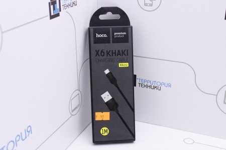 Кабель Hoco X6 KHAKI Flash USB - microUSB 1m Black